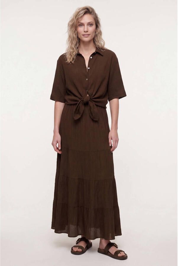 Tramontana viscose maxi rok bruin - Foto 3