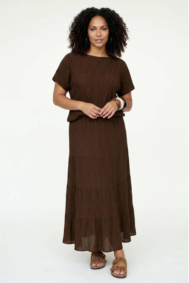 Tramontana viscose maxi rok bruin