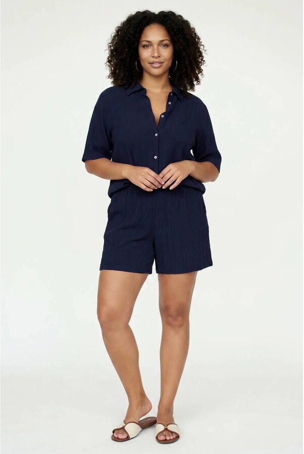 Tramontana viscose straight fit high waist korte broek donkerblauw - Foto 2
