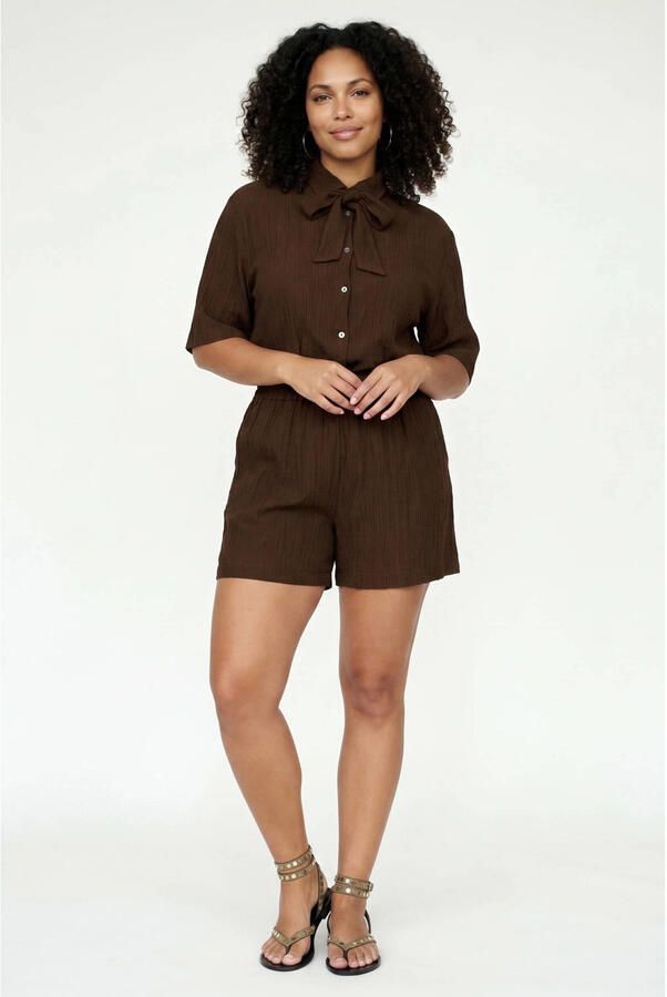 Tramontana viscose straight fit short bruin - Foto 2