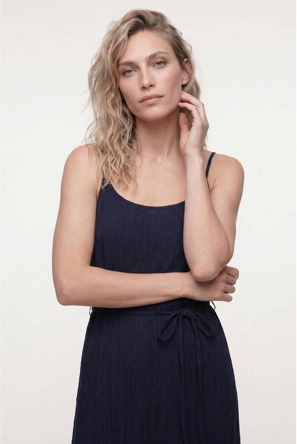 Tramontana viscose zomerjurk met ceintuur donkerblauw
