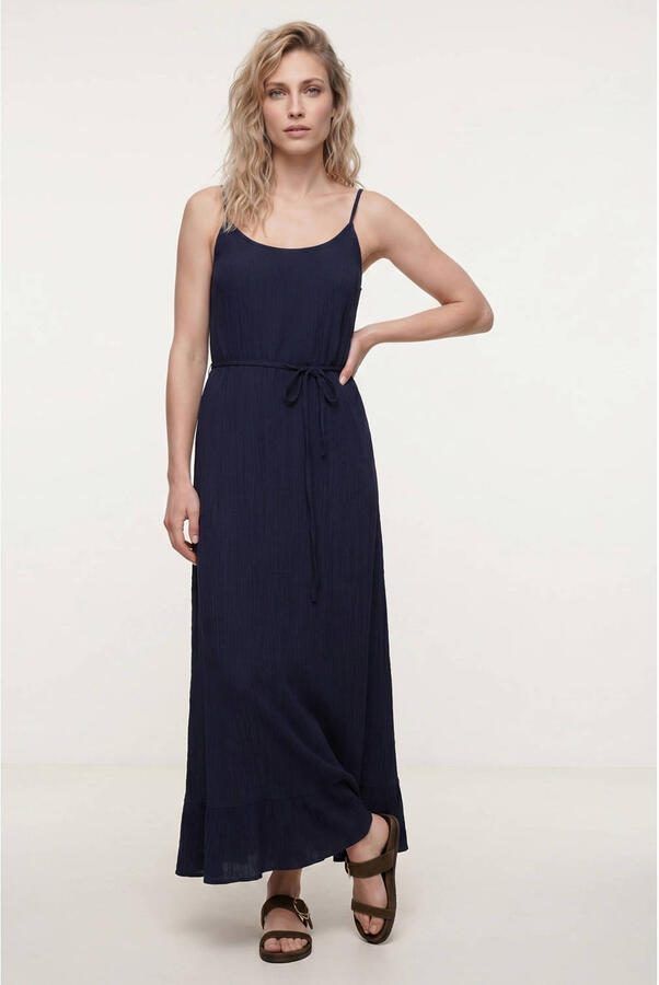 Tramontana viscose zomerjurk met ceintuur donkerblauw - Foto 2