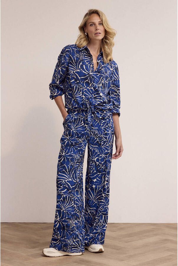 Tramontana wide leg high waist casual broek blauw - Foto 2
