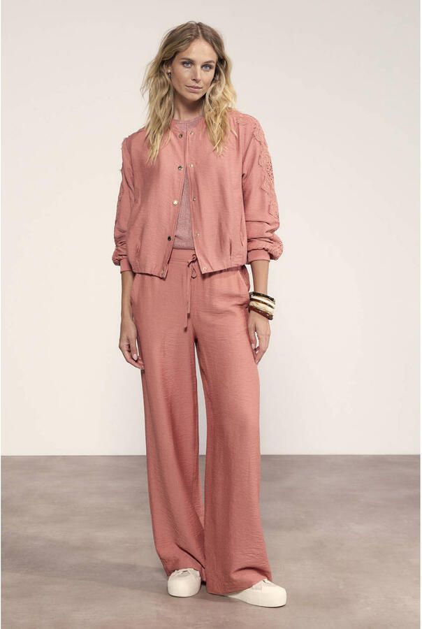 Tramontana wide leg regular waist broek koraalrood