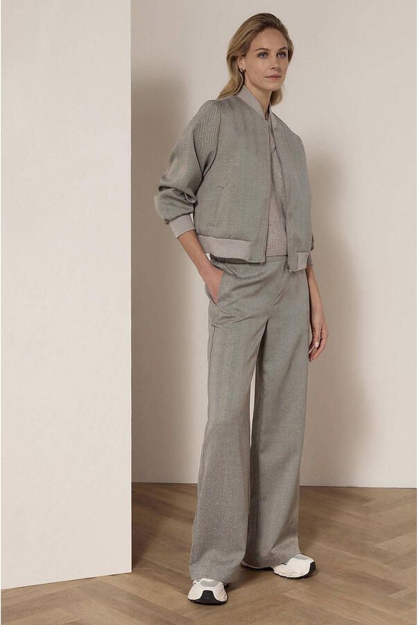 Tramontana wide leg regular waist casual broek grijs melange