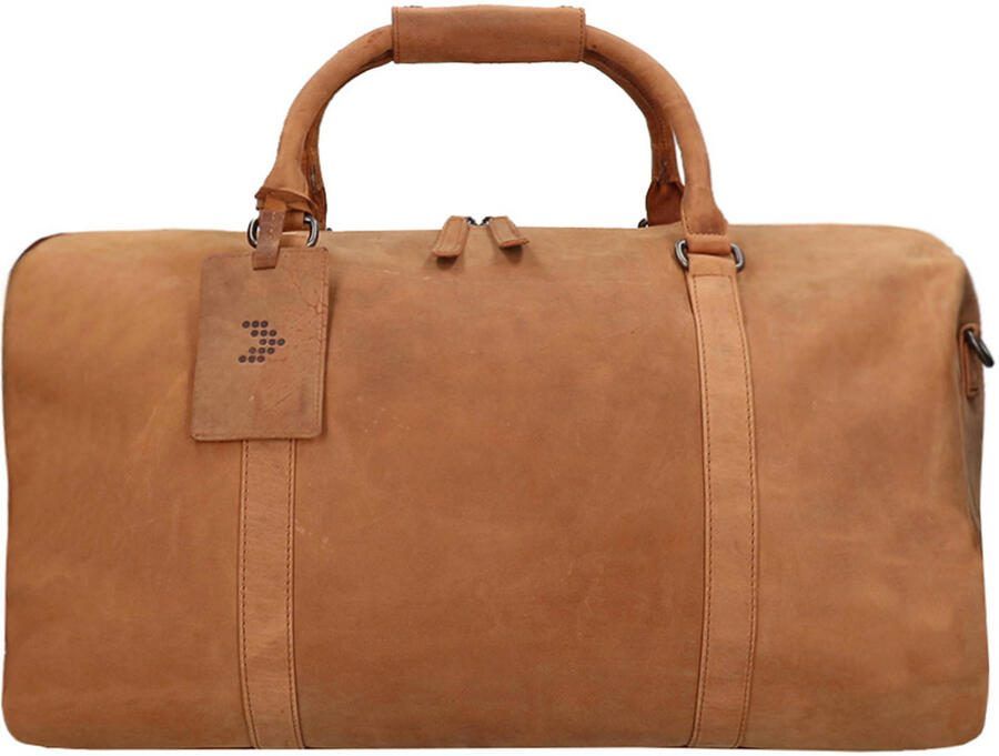 Travelbags leren reistas The Base cognac