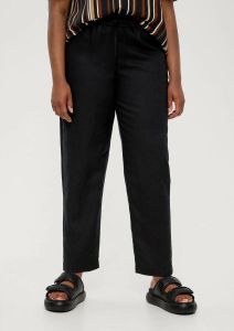 TRIANGLE cropped slim fit broek met linnen zwart