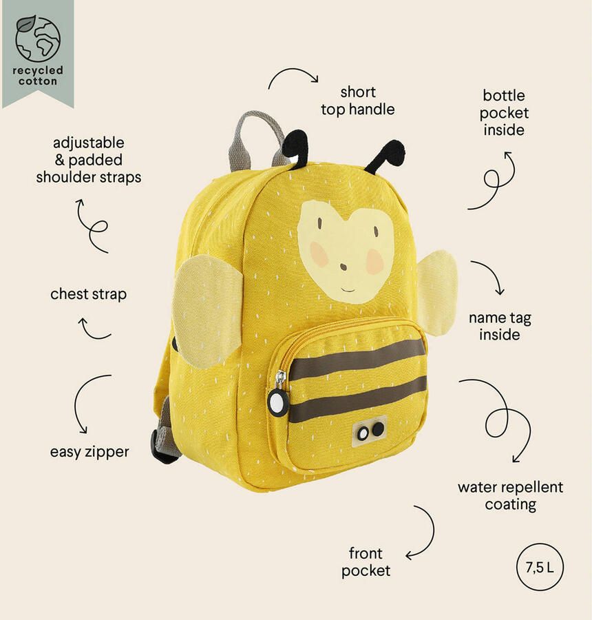 Trixie rugzak Mrs. Bumblebee geel