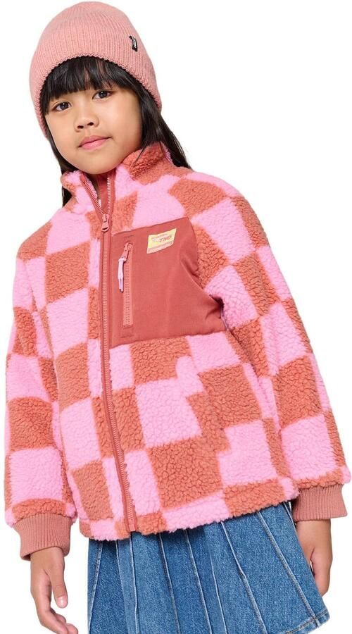 Tumble 'n Dry geruite teddy jas roze Meisjes Polyester Opstaande kraag - Foto 4