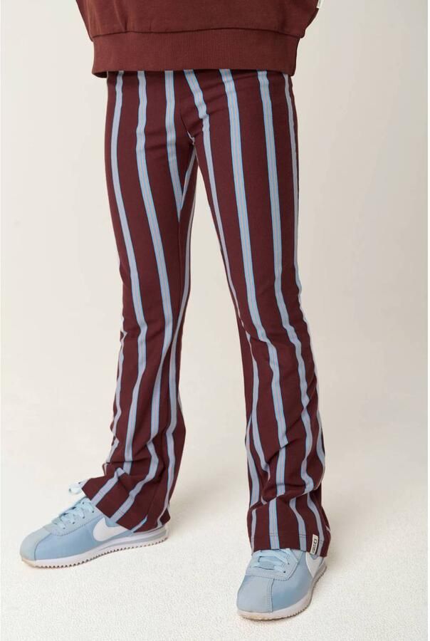 Tumble 'n Dry gestreepte flared broek donkerbruin Meisjes Stretchkatoen - Foto 3