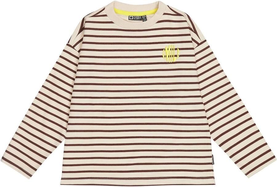 Tumble 'n Dry gestreepte longsleeve met borduursels donkerbruin Jongens Katoen-polyester Ronde hals - Foto 2