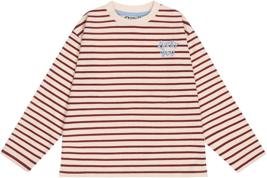 Tumble 'n Dry gestreepte longsleeve met borduursels donkerrood