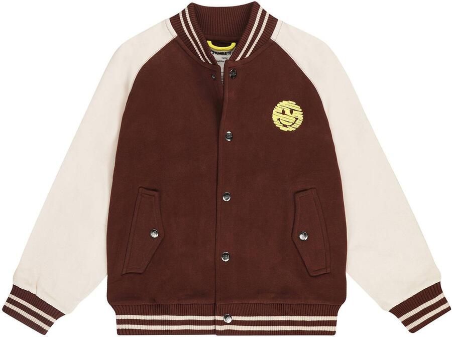 Tumble 'n Dry junior bomberjack met contrast bies donkerbruin