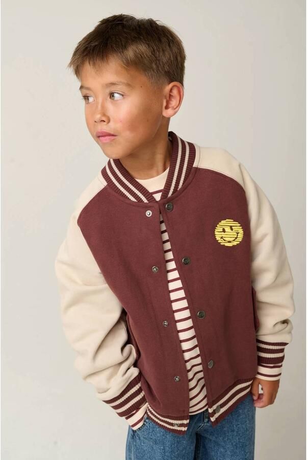 Tumble 'n Dry junior bomberjack met contrast bies donkerbruin - Foto 3