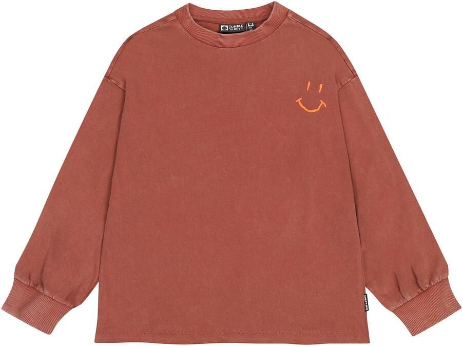 Tumble 'n Dry longsleeve met geribde boorden en backprint rood