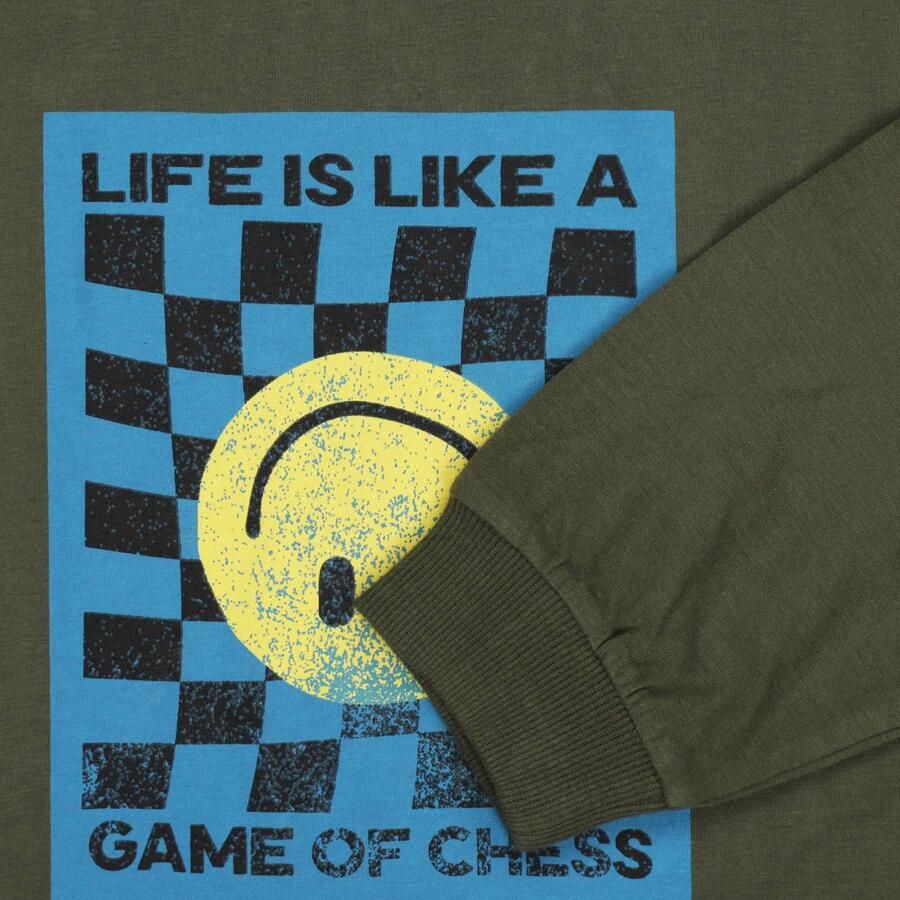 Tumble 'n Dry longsleeve met geribde boorden en print olijfgroen - Foto 2