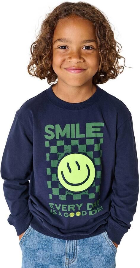 Tumble 'n Dry longsleeve met print donkerblauw Jongens Katoen Ronde hals