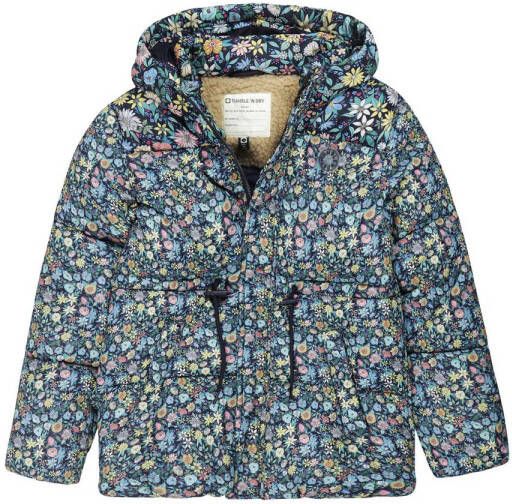 Tumble 'n Dry Mid gebloemde gewatteerde winterjas Austria van gerecycled polyester blauw multicolor Meisjes Gerecycled polyester (duurzaam) Capuchon 134 140 - Foto 2