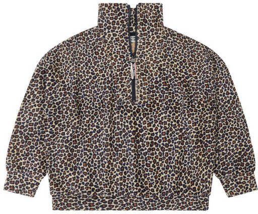 Tumble 'n Dry Mid sweater Auburn met panterprint beige bruin Meisjes Corduroy Opstaande kraag 146 152 - Foto 2