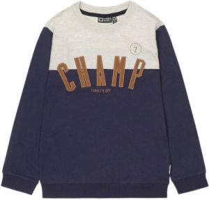 Tumble 'n Dry Mid sweater Michigan met logo donkerblauw grijs bruin