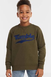 Tumble 'n Dry Mid sweater Tom met logo kaki blauw