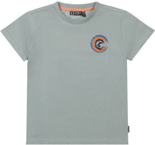 Tumble 'n Dry Mid T-shirt Surf van biologisch katoen grijsblauw Backprint 134 140