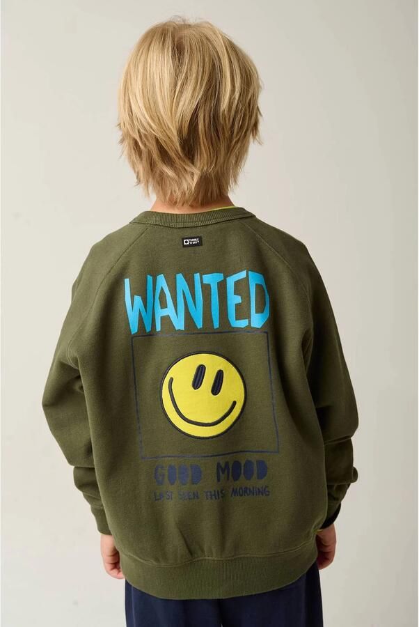 Tumble 'n Dry oversized sweater met backprint olijfgroen Jongens Katoen Ronde hals - Foto 2