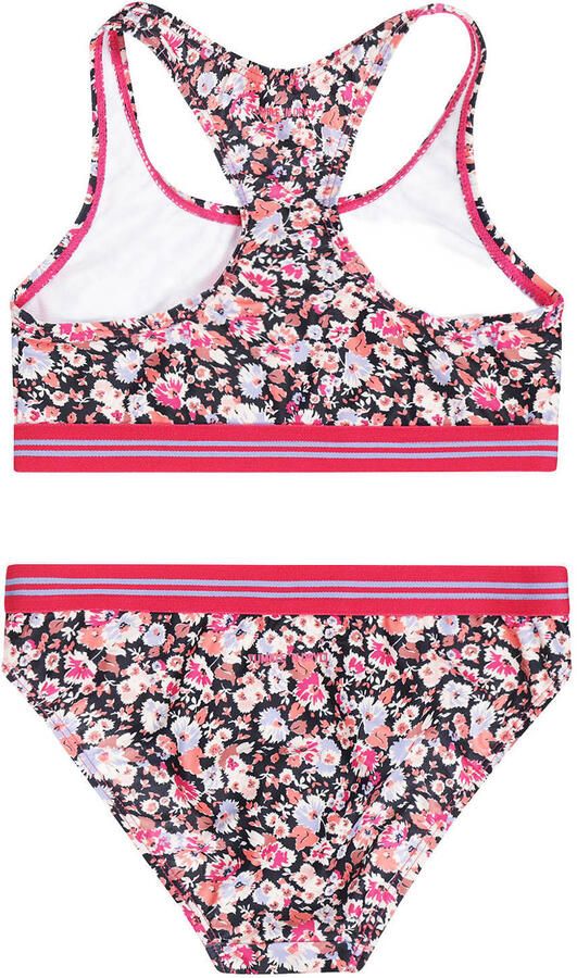 Tumble 'n Dry polyester gebloemde bikini donkerblauw roze - Foto 3