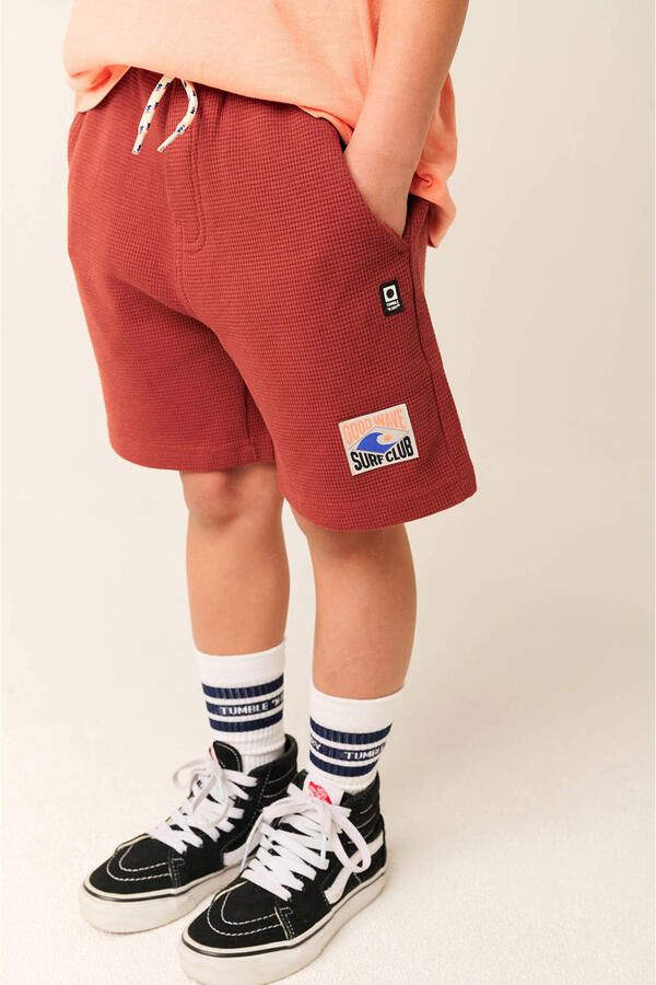 Tumble 'n Dry regular waist sweatshort roodbruin met textuur - Foto 5