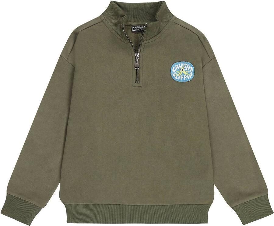 Tumble 'n Dry sweater met patches en backprint olijfgroen Backprint - Foto 3