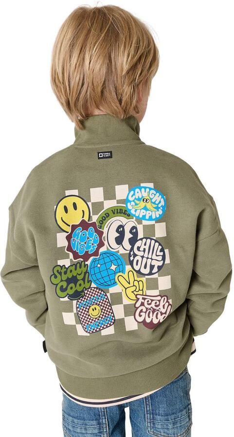 Tumble 'n Dry sweater met patches en backprint olijfgroen Backprint - Foto 4