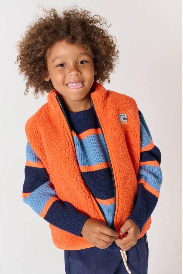 Tumble 'n Dry teddy bodywarmer oranje Jongens Polyester Opstaande kraag