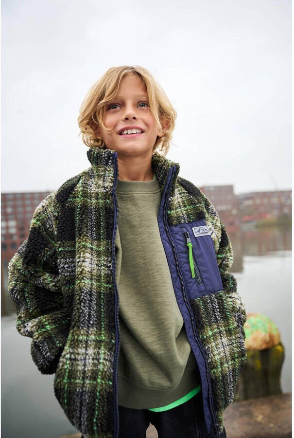 Tumble 'n Dry teddy jas herfst blauw Jongens Polyester Opstaande kraag