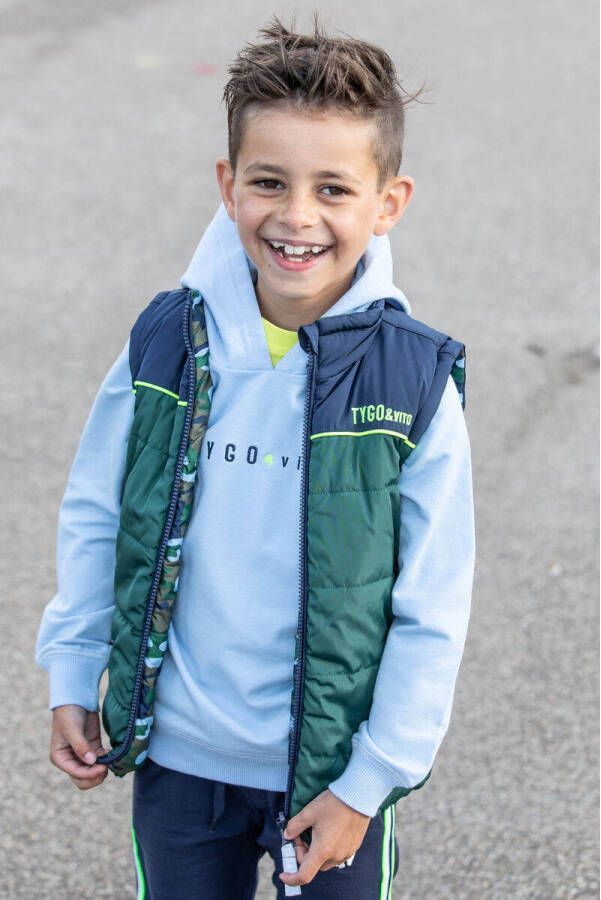 TYGO & vito reversible bodywarmer van gerecycled polyester groen blauw