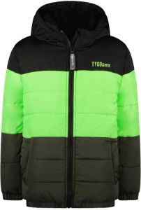 TYGO & vito gewatteerde winterjas van gerecycled polyester kaki neon groen zwart