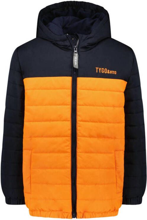 TYGO & vito gewatteerde winterjas van polyester oranje zwart