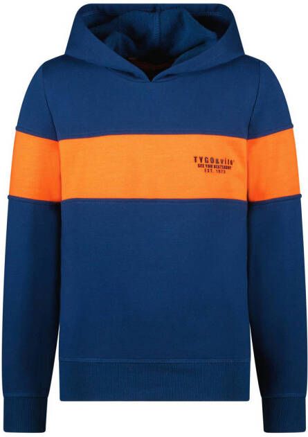 TYGO & vito hoodie Hidde blauw oranje Sweater Meerkleurig 104