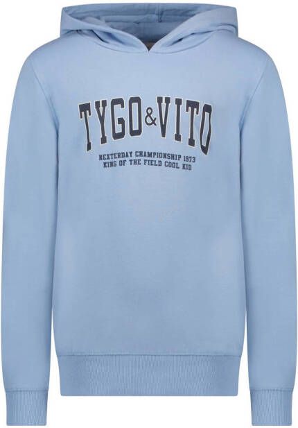 TYGO & vito hoodie Huub met printopdruk lichtblauw Sweater Printopdruk 104
