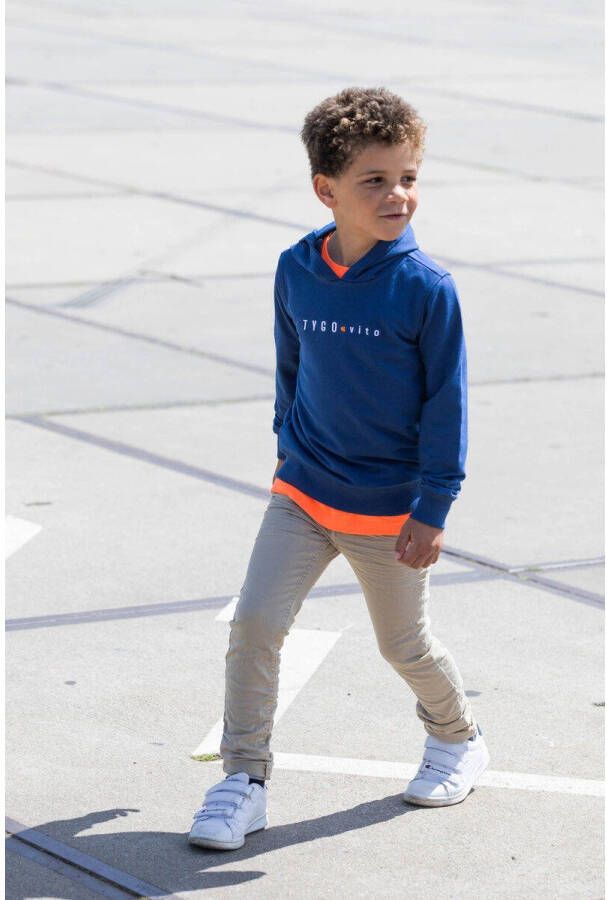 TYGO & vito hoodie met logo donkerblauw