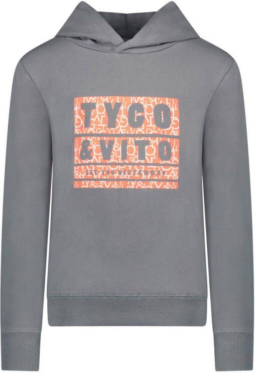 TYGO & vito hoodie met logo grijs oranje