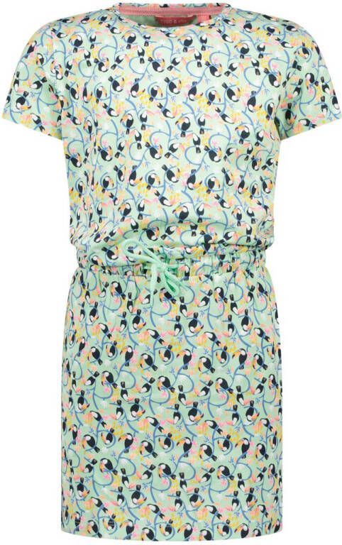 TYGO & vito jurk met all over print mintgroen multicolor Meisjes Stretchkatoen Ronde hals 146 152