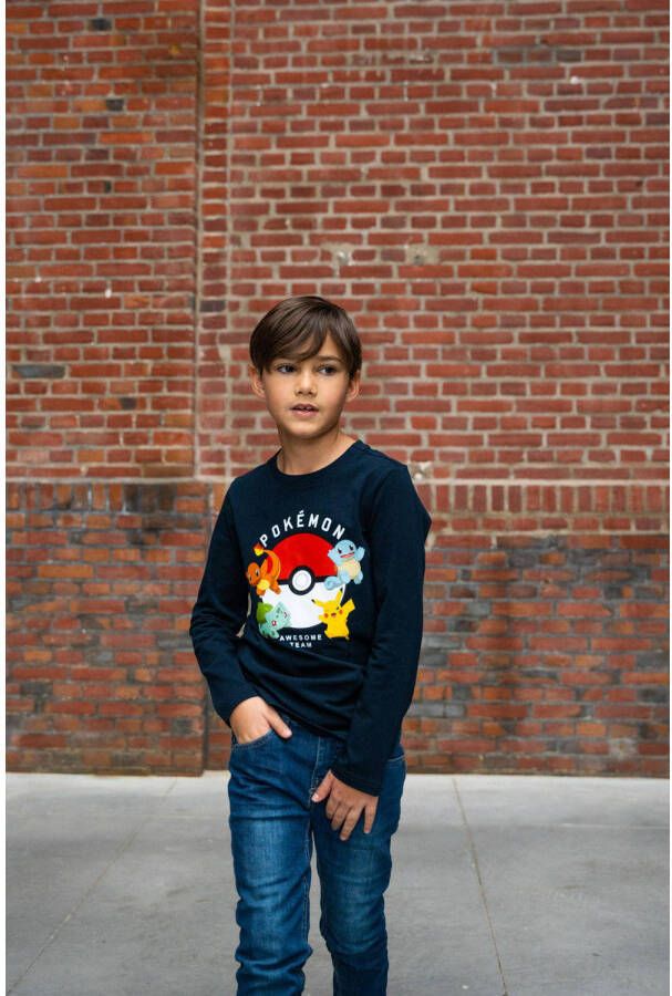 TYGO & vito Pokemon longsleeve Pokémon met printopdruk donkerblauw Jongens Katoen Ronde hals 116