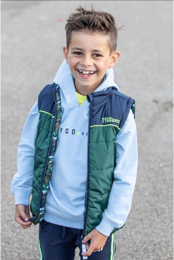 TYGO & vito reversible bodywarmer van gerecycled polyester groen blauw