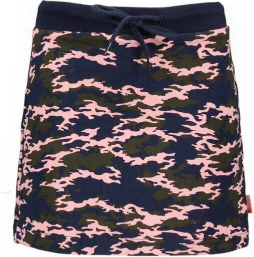 TYGO & vito rok met camouflageprint donkerblauw roze army groen Meisjes Stretchkatoen 110 116