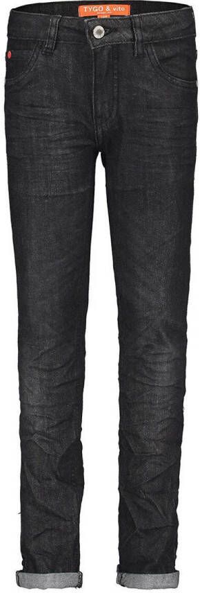 TYGO & vito skinny jeans black denim Zwart Jongens Stretchdenim Effen 104
