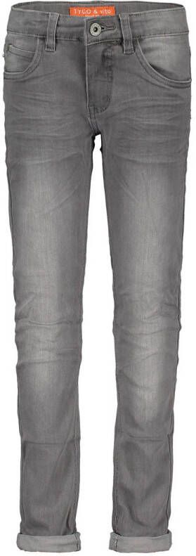 TYGO & vito skinny jeans grijs stonewashed Jongens Stretchdenim Effen 140