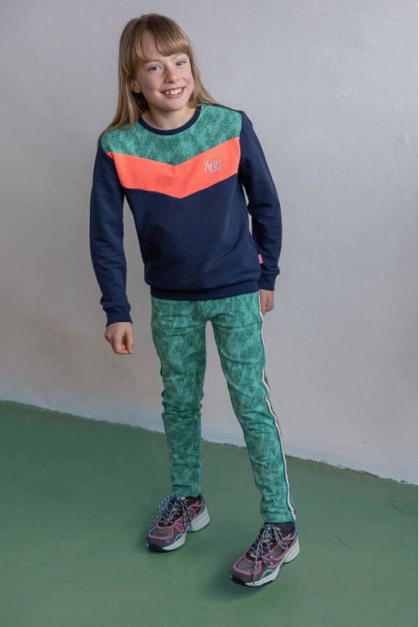 TYGO & vito sweater donkerblauw roze groen