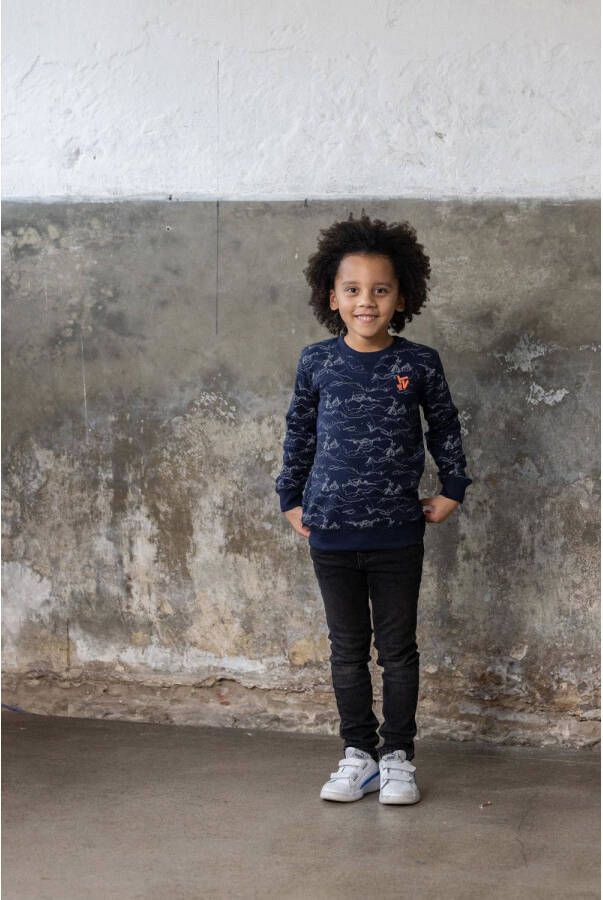 TYGO & vito sweater Jesse met all over print donkerblauw All over print 104