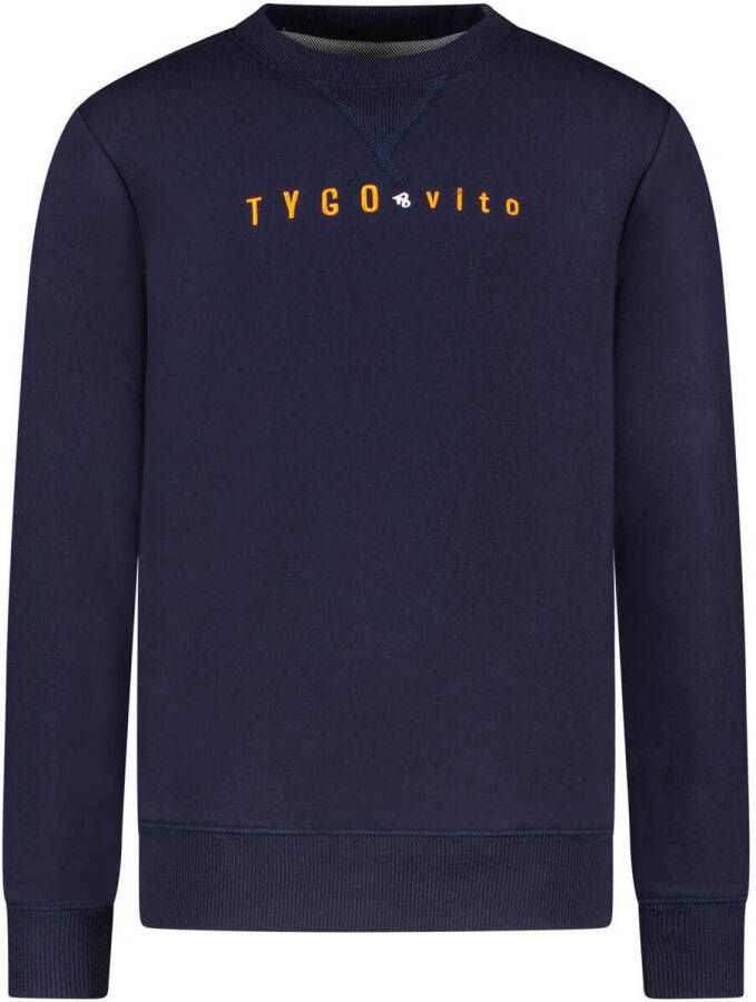 TYGO & vito sweater met logo donkerblauw