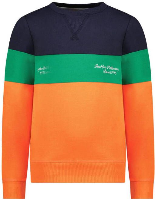 TYGO & vito sweater met logo oranje groen donkerblauw